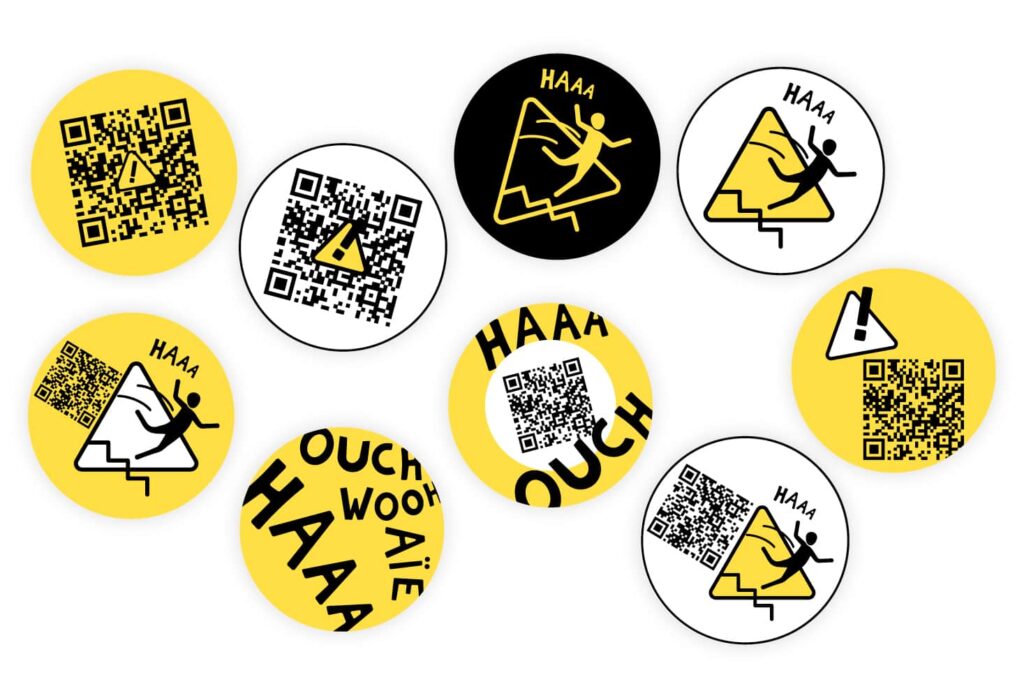 Sticker prévention chutes SNCF — signalétique de sécurité en gare — Agence Yvonne