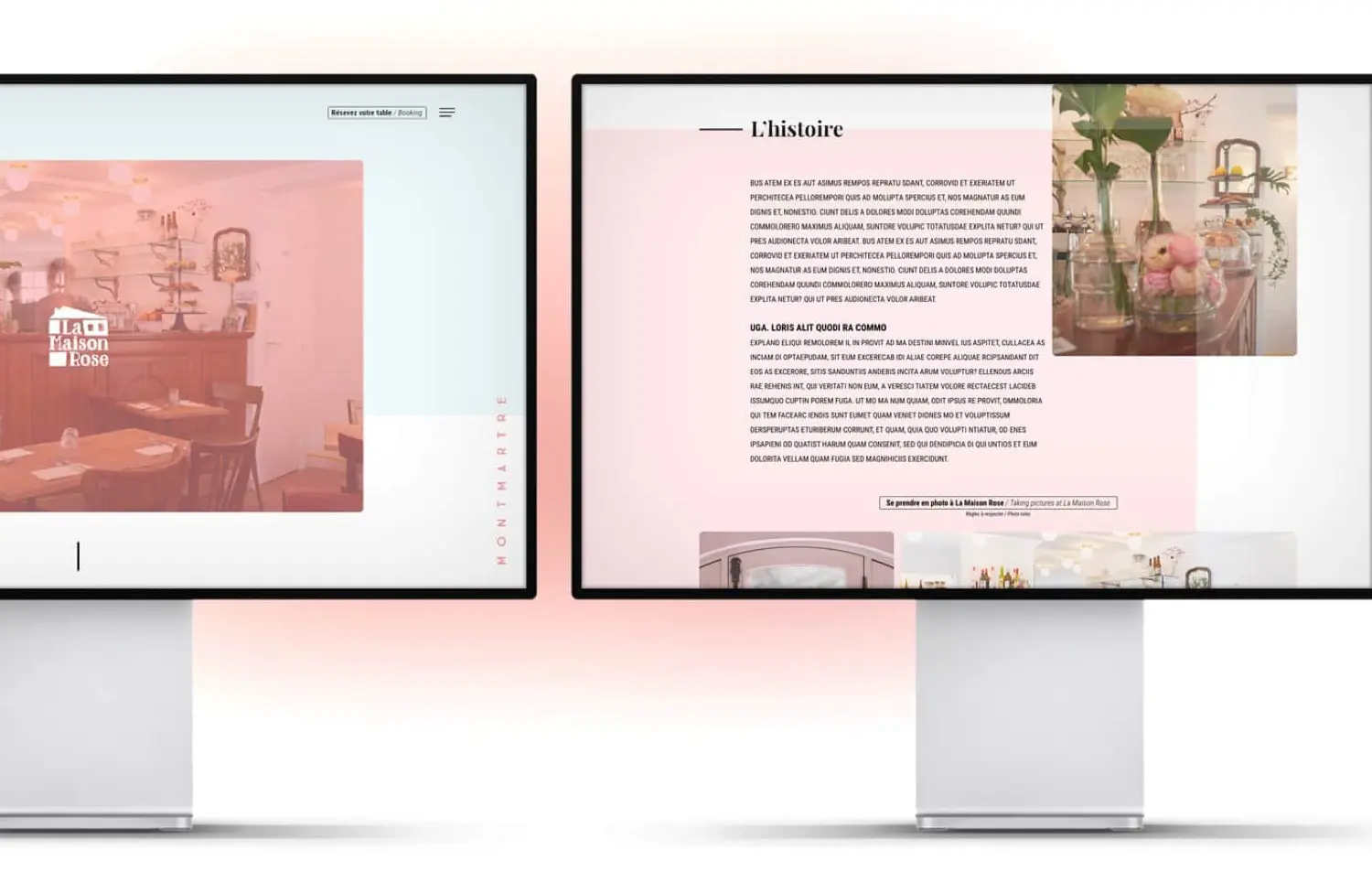 Site web Maison Rose — mockup vue iPad — Agence Yvonne