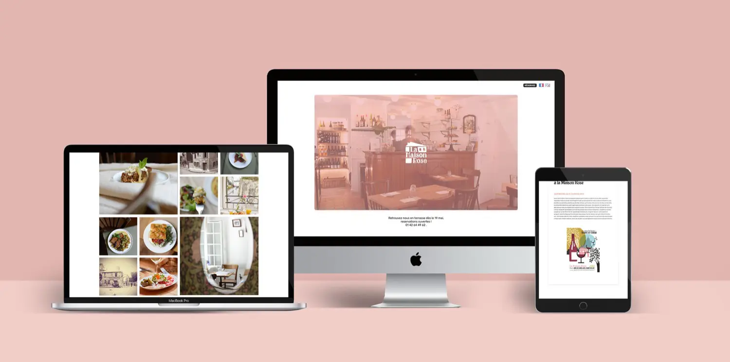Site web Maison Rose — mockup vue iPad — Agence Yvonne