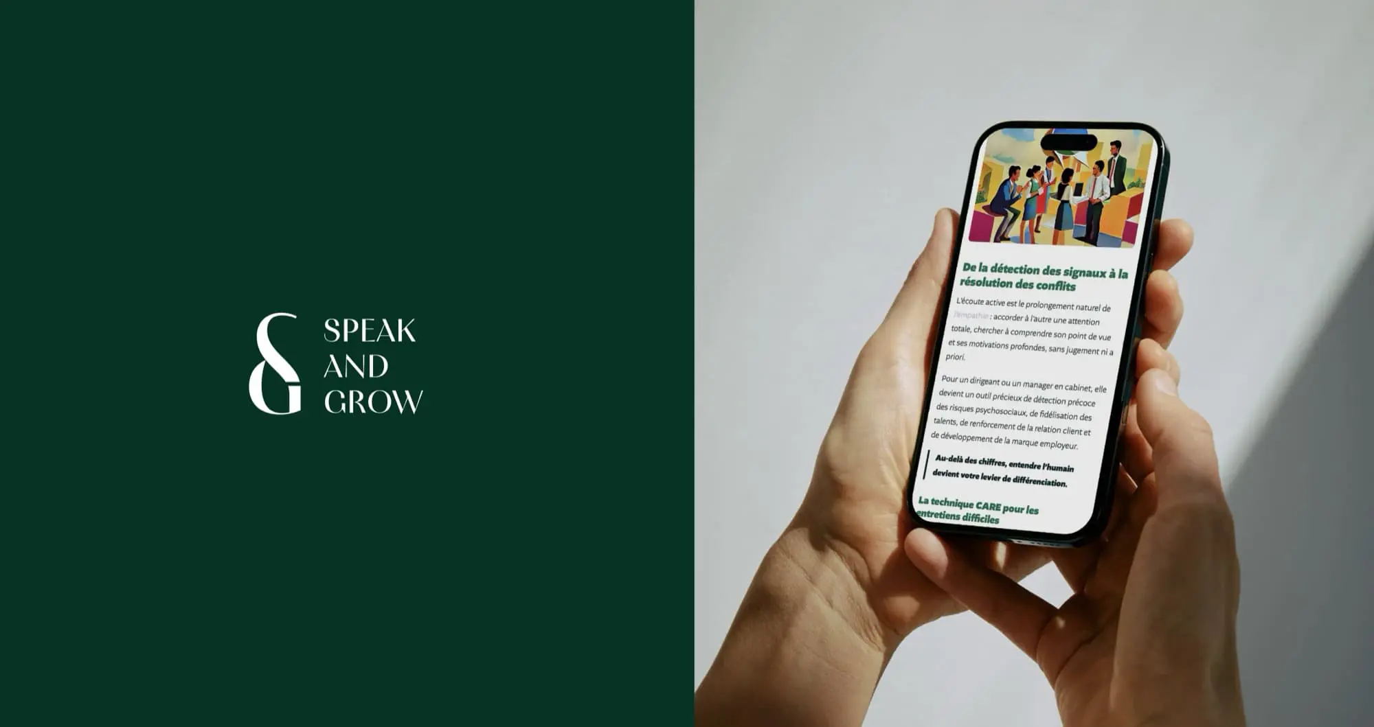 Création site web Speak & Grow — maquette page d'accueil — Agence Yvonne