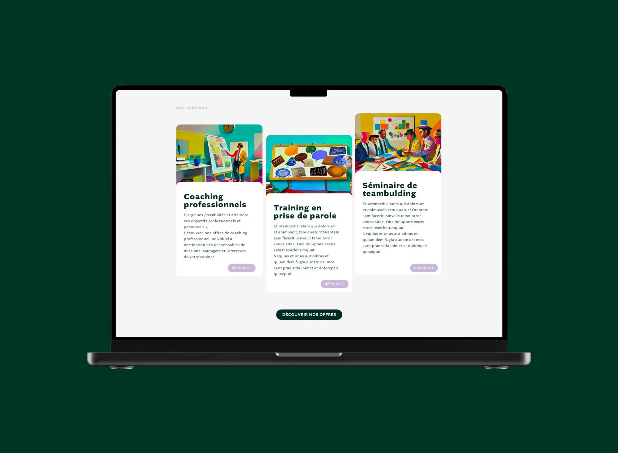 Création site web Speak & Grow — rendu final interface — Agence Yvonne