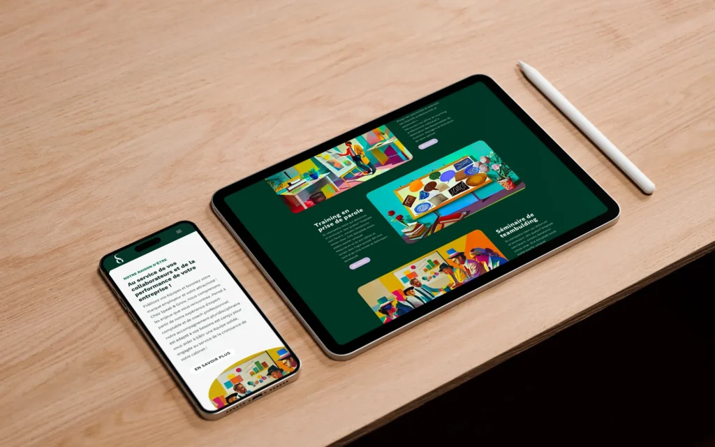 Création site web Speak & Grow — rendu multi-supports — Agence Yvonne
