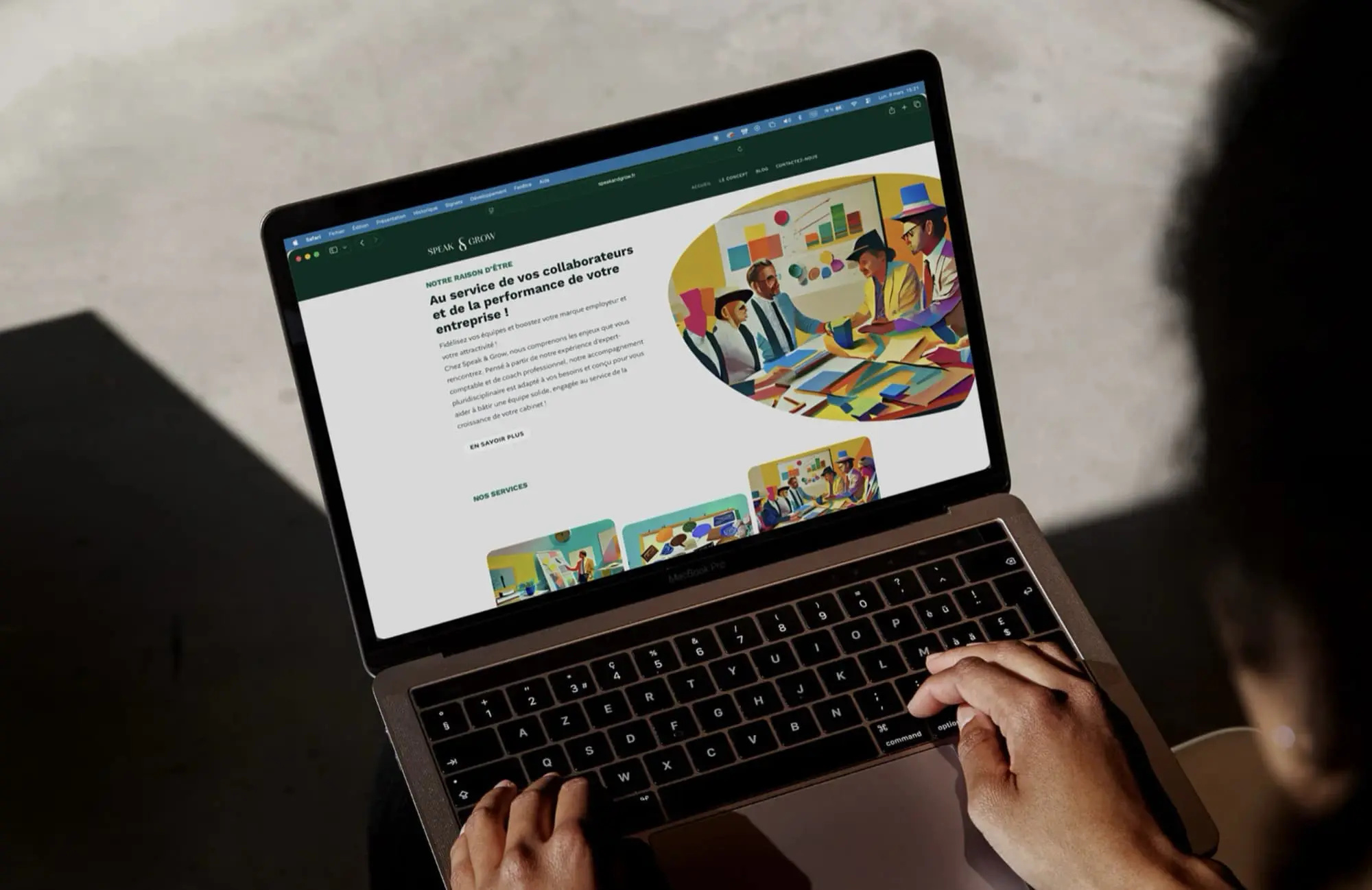 Création site web Speak & Grow — vue mobile responsive — Agence Yvonne