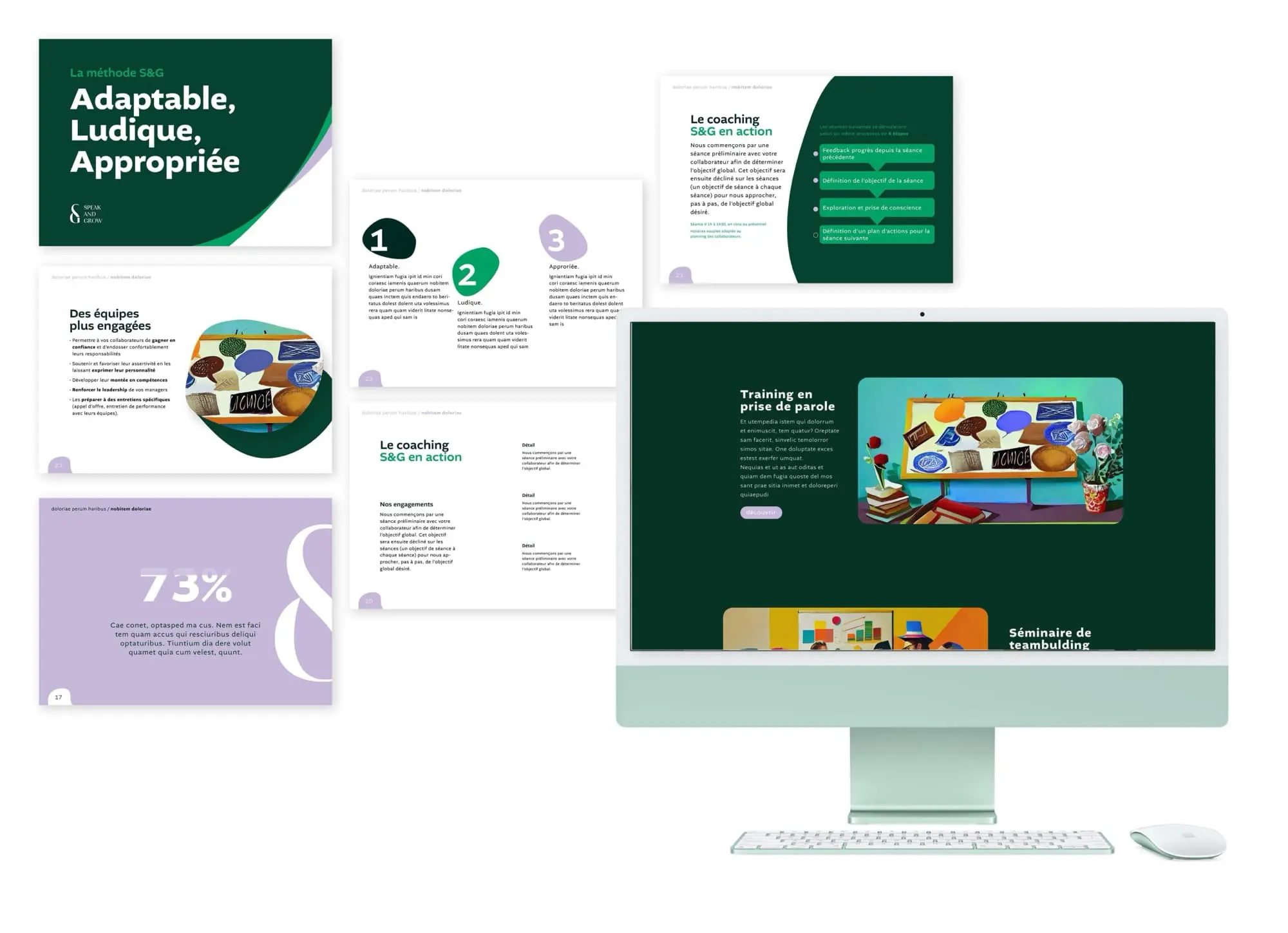 Création site web Speak & Grow — détail mise en page — Agence Yvonne