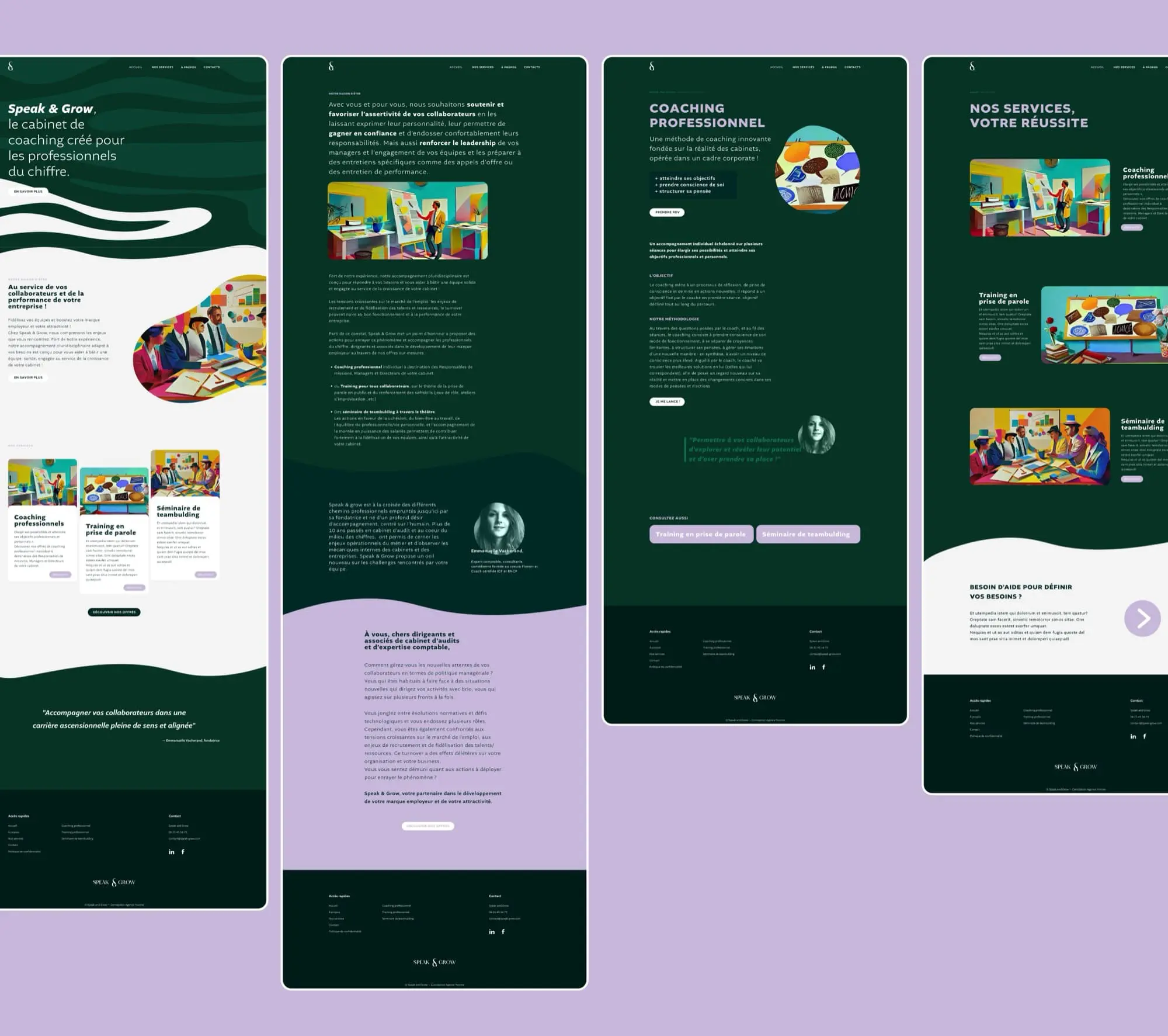 Création site web Speak & Grow — maquette page blog — Agence Yvonne